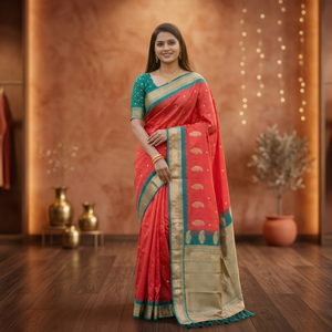 Sari de seda Banarasi de excelente calidad para mujeres, ideal para bodas y festivales, de un proveedor y exportador indio. - Product Image 4