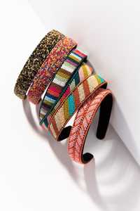 Handmade <b>Beaded</b> Floral Knotted <b>Headband</b> Women Ethnic Style Daily Use Multicolor Decorative Hairband - Product Image 3