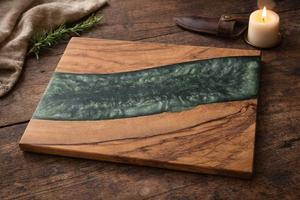 Planche à découper rectangulaire en acacia faite à la main, planche à découper de cuisine de qualité supérieure, durable, épaisseur 1,2 cm, passe au lave-vaisselle, préparation alimentaire, service - Product Image 6