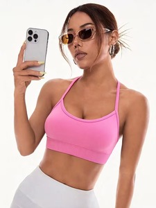 Seamless <b>Cross</b> Back Activewear Sports Bra High Stretch Breathable Gym Fitness Bralette Workout Running Yoga Crop <b>Top</b> - Product Image 1