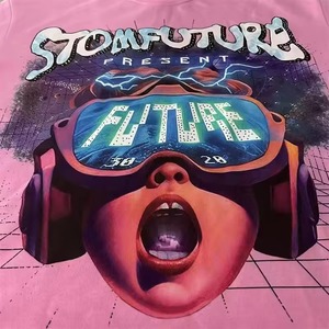 เสื้อยืดพิมพ์ลาย Present Future 3020 สีชมพูสำหรับผู้ชาย สไตล์สตรีทแวร์ คอกลม แขนสั้น ทรงปกติ ผ้าเจอร์ซีย์ - Product Image 6