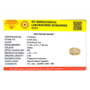 Loose 4.72 Carat Oval Cut Yellow Sapphire Gemstone for Fine Jewelry - Product Image 4