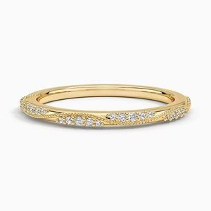 Anillo de Boda Delicado con Diseño de Espiral de Diamantes, Anillo Apilable Curvo de Oro Sólido, Anillo Minimalista con Pavé para Aniversario, Regalo - Product Image 1