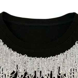 T-shirt en coton 100% respirant, personnalisé, tricoté, avec logo sur le devant, orné de strass, de qualité supérieure, le plus populaire - Product Image 2