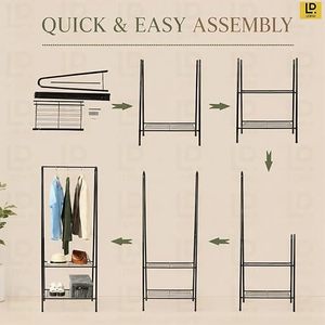 Minimalist Metal Clothing <b>Rack</b> With Three-Layer Storage For Bathroom Use Standing Type Multifunctional Design - Product Image 5
