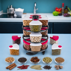 360° Rotating Spice <b>Rack</b> Kitchen Organizer with 12 Glass Seasoning Jars Multi-Functional Spice Storage Container Stand - Product Image 1