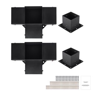 Kit de Soportes de Esquina de Alta Resistencia de 4 Vías, 6FT X 6FT, para Trabajos en Madera, Base para Postes, Fácil Instalación para Pérgola, Gazebo, Pabellón, 4 Piezas - Product Image 1