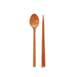 Traditional Wooden Spoon and Chopsticks <b>Set</b> Handmade Natural Tableware <b>Set</b> - Product Image 2