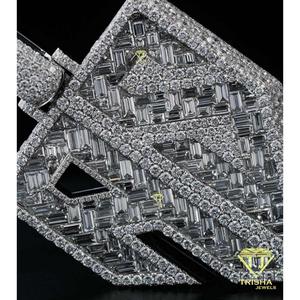 Pendentif Lettre RS Personnalisé Diamants de Laboratoire VVS Taille Brillant Plaqué Or 18K Argent Sterling 925 Certifié GIA Cadeau Hip Hop - Product Image 4