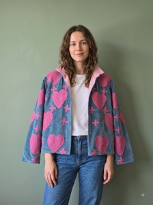 Morvi-Fab 2026 #63 Latest <b>Women</b>’s <b>Velvet</b> <b>Jacket</b> – Heart Pattern Designer Outerwear with Contrast Collar - Product Image 6