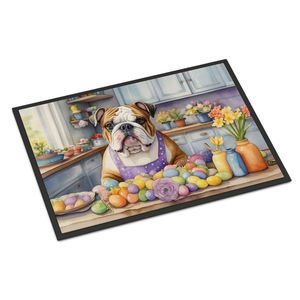 Nuevo Felpudo de pila baja antideslizante para interiores de 18H X 27W para exteriores, alfombra decorativa lavable de Bulldog inglés de Pascua para puerta de entrada - Product Image 1