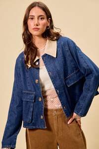 Veste en jean zippée et boutonnée SO ME - Product Image 5