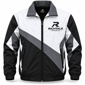 Unisex Sporty Windproof <b>Racer</b> <b>Jacket</b> Color Blocking Zipper Front Stand Collar Polyester Winter Style Embroidery Streetwear - Product Image 1