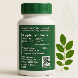 Le fournisseur indien offre un soutien en vrac pour la désintoxication végétalienne Capsules de supplément organique au moringa à base de plantes Immunité pour adultes Énergie antioxydante - Product Image 2