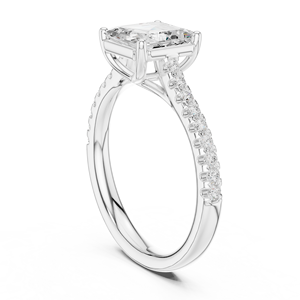 Women's Halo Solitaire Asscher Cut Lab Grown Diamond Engagement <b>Ring</b> GRA Certified <b>Ring</b> <b>Crafted</b> From 14k Solid White Gold - Product Image 4