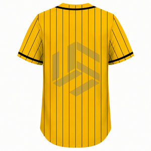 เสื้อเบสบอลชายแบบสั่งทำพิเศษ ไซส์ใหญ่ คอวี ลายทางสีเหลือง ติดกระดุม แขนสั้น ระบายอากาศได้ดี ทรงปกติ โลโก้ด้านหน้า - Product Image 4