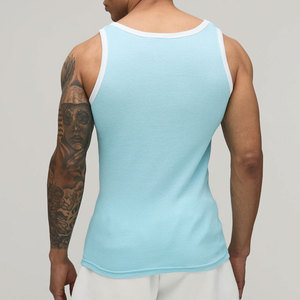 Débardeur Vintage Homme en Coton Respirant 100% Coton, Coupe Longue Slim Fit, Style Urbain, Matière Côtelée Tricotée pour Musculation - Product Image 4