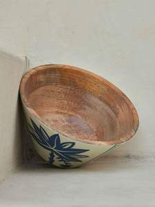 ชามไม้เคลือบลายพิมพ์แบบทำมือ เป็นมิตรกับสิ่งแวดล้อม สำหรับเสิร์ฟงานเลี้ยง สลัด ผลไม้ ซุป อาหารค่ำ ของตกแต่งครัว - Product Image 5