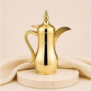 Cafetière arabe Dallah plaquée or, pot à Qahwa traditionnel en acier inoxydable pour les cadeaux du Ramadan et de l'Eid Mubarak, Moyen-Orient - Product Image 4
