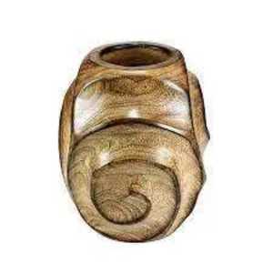 Vase en bois naturel de forme ronde nordique, fait main, petit pot de fleurs de table, artisanat décoratif minimaliste pour la maison et le bureau - Product Image 5