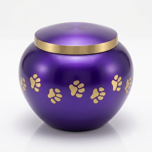 Purple Brass Pet Cremation <b>Urn</b> Engraved Gold Paw Prints Keepsake Memorial <b>Urns</b> for Dogs <b>Cats</b> Ashes Wholesale Burial Casket - Product Image 2