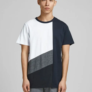 T-shirt à manches courtes pour homme, color block, respirant, en polyester, style adulte, pour l'été - Product Image 3
