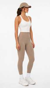 Camiseta Deportiva de Punto Elástica con Cuello Redondo para Mujer, Blanca, Transpirable, Estilo Crop - Product Image 2
