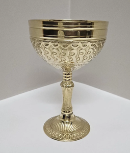 Vintage finished Marvellous ! Medieval-Inspired Chalice with Intricate Floral Engravings - Handcrafted Brass <b>Goblet</b> - Product Image 1