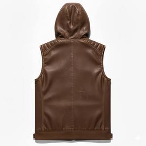 Nouveau Gilet de Moto en Cuir Premium Tendance pour Homme, Coupe-Vent, Grande Taille, Sans Manches, Protection Personnalisable pour la Conduite - Product Image 3