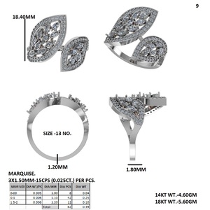 Luxury Women's Yellow <b>Gold</b> <b>Cocktail</b> <b>Ring</b> Marquise Cut Diamond Setting Plant Pattern Wedding Jewelry - Product Image 6