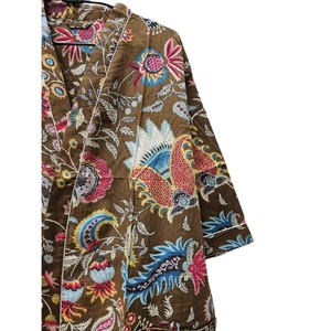 Kimono Japonés Hecho a Mano de Algodón para Mujer, Estampado Floral, Bordado a Mano, Transpirable, Cintura Elástica, Prenda de Playa Única - Product Image 5