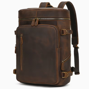 <b>Leather</b> <b>Backpack</b> Brown Multi Pocket Design <b>Men</b> Women Daily Use Travel <b>Backpack</b> unisex <b>leather</b> <b>backpack</b> <b>for</b> casual use large - Product Image 1