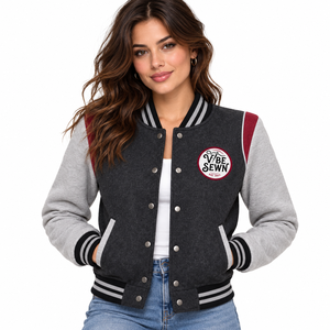 Fashion <b>Women</b> <b>Varsity</b> <b>Jacket</b> Classic College Outerwear Soft Texture Ribbed Cuffs Snap Closure Comfortable Fit Streetwear OEM - Product Image 1