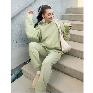 Conjunto de Sudadera con Capucha y Pantalones Deportivos de Algodón con Detalles de Pedrería Brillante y Encaje, Color Sólido, Traje Deportivo a la Moda para Uso Diario Informal y de Lujo - Product Image 5