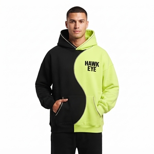 Men's Color Block <b>Hoodie</b> <b>Oversized</b> 100% Cotton <b>Fleece</b> Casual Sweatshirt Custom Rhinestone Custom Front Logo <b>Hoodie</b> For men - Product Image 3