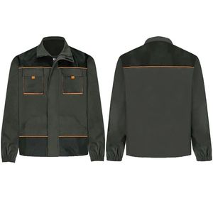 Combinaison de travail noire pour homme en tissu ripstop avec col montant, fermeture éclair et poches à bordure orange pour vêtements de neige - Product Image 3