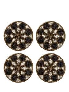 Luxury Exclusive Handmade Beaded Eyes Design 4 Set Embroidery Coaster For Fancy Dining <b>Table</b> Decor fashionable design coaster - Product Image 5