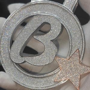 Pendentif en argent 925 plaqué rhodium, forme couronne numéro 3, avec diamant et perle d'eau douce, micro-incrustation, bijou unisexe de luxe - Product Image 1