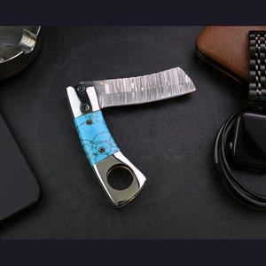 Couteau à cigares 2-en-1 de luxe en acier Damas Mortal Blades, portable et pour la vente en gros - Product Image 3