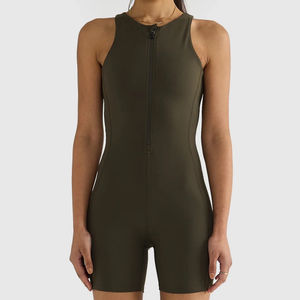 Scrunch Butt Lift <b>One</b> Piece Zipper Yoga <b>Jumpsuit</b> Shorts for Women Gym Bodysuit Pilates Fitness Workout <b>Black</b> <b>Jumpsuit</b> - Product Image 1