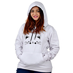 Sweat-shirt à capuche rose à motif de chat unisexe, en polaire surdimensionné, décontracté, pour l'automne - Product Image 6