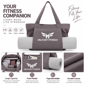 Custom Canvas Yoga Tote Bag with Zipper Portable Fashion Printed Fitness Carryall Mat Hold Shoulder <b>Handbag</b> for Gym <b>Travel</b> - Product Image 6