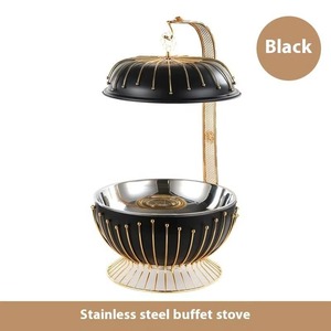 Extra Ordinary Quality Black Chaffing Dish Hotpot With Golden <b>Stand</b> Wedding Dinner Supply - Product Image 4