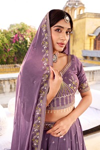 Indian Traditional Ethnic Lehenga Choli Set in <b>Sequin</b> Thread Embroidery Dupatta Wedding Party Dress for Women Fancy Trendy Wear - Product Image 3