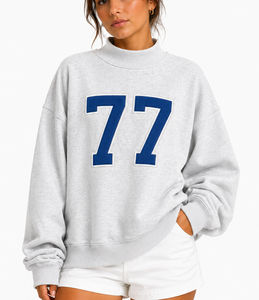 77 Custom <b>Women</b> Varsity Mock Neck Sweatshirt Polka Dot Gingham Patch Embroidered Collegiate <b>Pattern</b> College Apparel - Product Image 3