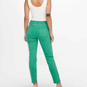 Jeans Rectos Casuales para Mujer, Diseño Personalizado con su Propio Logotipo, 100% Algodón Ecológico, Teñido Liso, Cómodos para Verano - Product Image 5