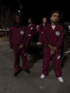 Custom Wine Windbreaker Tracksuit Men Lightweight Zip <b>Up</b> Jacket And Pants Two Piece Streetwear Casual Sportswear Set - Product Image 4