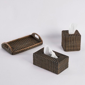Boîtes porte-serviettes en rotin tressé à la main, housses de boîtes à mouchoirs durables, fournisseur direct - Product Image 3