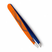 Pinzas Modernas para Cejas con Punta Puntiaguda de Acero Inoxidable, Herramienta de Precisión Duradera para el Cuidado de las Cejas, Diseño Naranja y Azul