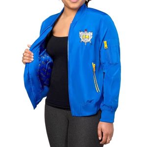 Chaqueta Bomber de Satén Sigma Gamma Rho, Chaqueta Universitaria Personalizada de la Hermandad Griega, Ligera, con Cierre, Estilo Casual Urbano, Venta al Por Mayor - Product Image 1